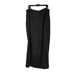 Magali Evening 100% Silk Black Lined Back Zip Maxi Skirt Sz 18W